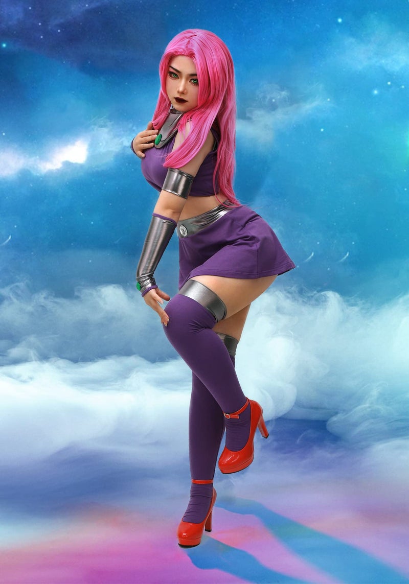 C-ZOFEK US Size Purple Dress Cosplay Costume Halloween Outfit with Stockings (Large) - Image 4